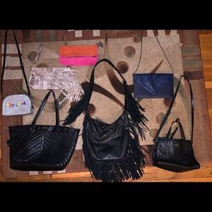 Multiple shoulder bags and clutches